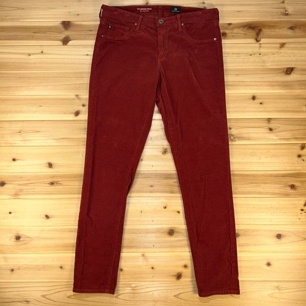 AG Adriano Goldschmied Pants Womens 30 Red Corduroy Super Skinny Legging Ankle